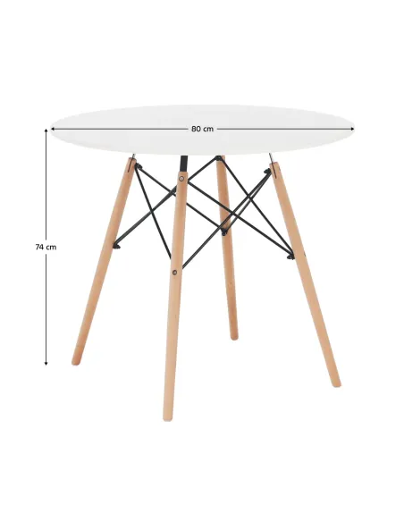 Masă dining GAMIN 2 NEW 80, bucătărie/sufragerie, diametru 80 cm, MDF/lemn, picioare metal | MobilaOK