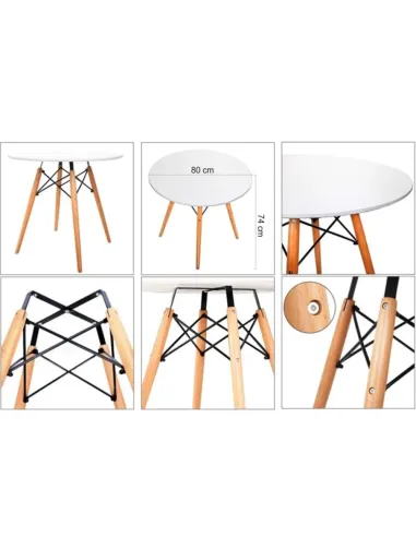 Masă dining GAMIN 2 NEW 80, bucătărie/sufragerie, diametru 80 cm, MDF/lemn, picioare metal | MobilaOK