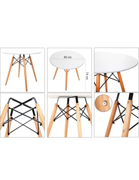 Masă dining GAMIN 2 NEW 80, bucătărie/sufragerie, diametru 80 cm, MDF/lemn, picioare metal | MobilaOK