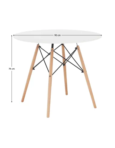 Masă de bucătărie GAMIN 2 NEW 90, bucătărie, Ø90x74 cm, PAL/MDF/lemn | MobilaOK