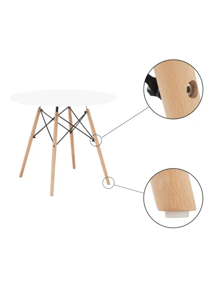 Masă de bucătărie GAMIN 2 NEW 90, bucătărie, Ø90x74 cm, PAL/MDF/lemn | MobilaOK