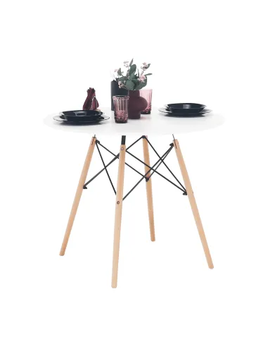 Masă de bucătărie GAMIN 2 NEW 90, bucătărie, Ø90x74 cm, PAL/MDF/lemn | MobilaOK