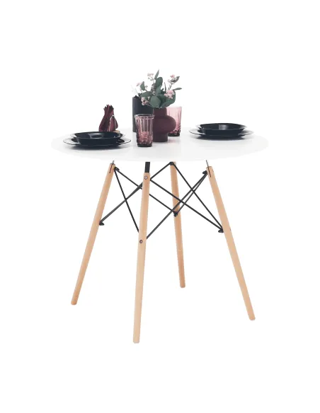 Masă de bucătărie GAMIN 2 NEW 90, bucătărie, Ø90x74 cm, PAL/MDF/lemn | MobilaOK