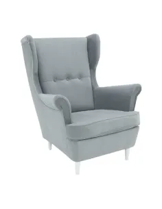 Fotoliu RUFINO 3 NEW, Living, 82x104x92 cm, Textil gri/alb, Picioare lemn | MobilaOK