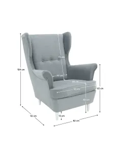 Fotoliu RUFINO 3 NEW, Living, 82x104x92 cm, Textil gri/alb, Picioare lemn | MobilaOK 2