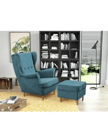 Taburet RUTINO 3 NEW, living, 40x40x40 cm, textil, petrol/fag | MobilaOK