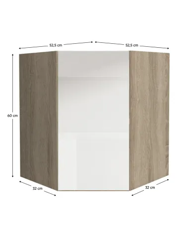Dulap superior de colţ LINE ALB bucătărie 52.5x60x52.5 cm PAL melaminat | MobilaOK