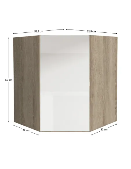 Dulap superior de colţ LINE ALB bucătărie 52.5x60x52.5 cm PAL melaminat | MobilaOK