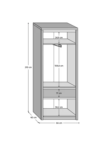 Dulap KONDELA pentru dressing, 66x40x210 cm, PAL melaminat stejar sonoma | MobilaOK