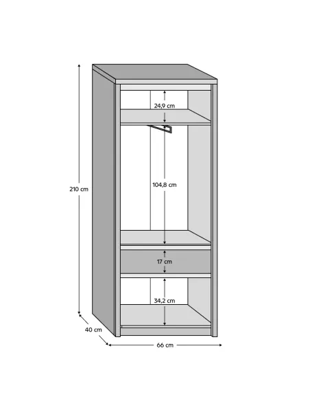 Dulap KONDELA pentru dressing, 66x40x210 cm, PAL melaminat stejar sonoma | MobilaOK