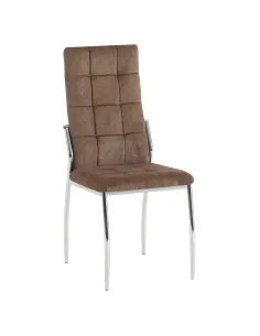 Scaun ADORA 2 NEW, sufragerie, 46x56x99 cm, tesatura maro inchis/metal crom | MobilaOK