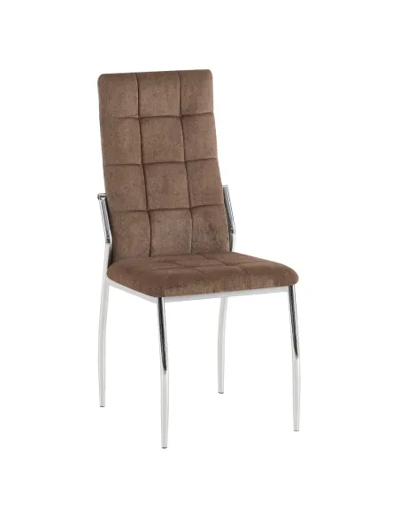 Scaun ADORA 2 NEW, sufragerie, 46x56x99 cm, tesatura maro inchis/metal crom | MobilaOK