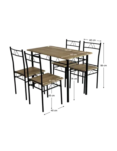 Set de sufragerie PAON, living, 110x60x74 cm, MDF și metal | MobilaOK