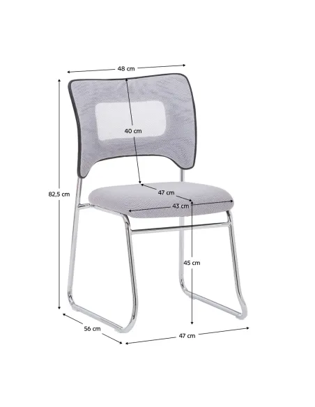 Scaun stivuibil DELOS, birou/restaurant, 47x56x82 cm, plasă și plastic | MobilaOK