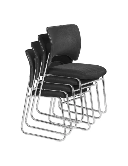 Scaun stivuibil DELOS, living/birou/evenimente, 47x56x82.5 cm, Plastic si crom | MobilaOK
