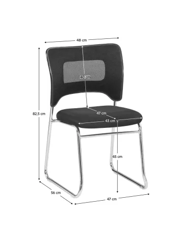 Scaun stivuibil DELOS, living/birou/evenimente, 47x56x82.5 cm, Plastic si crom | MobilaOK