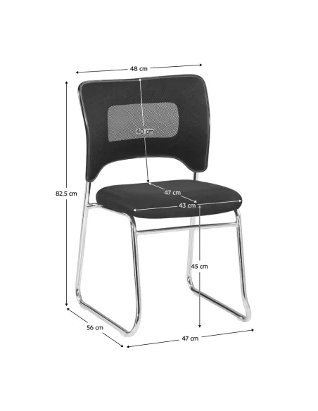 Scaun stivuibil DELOS, living/birou/evenimente, 47x56x82.5 cm, Plastic si crom | MobilaOK