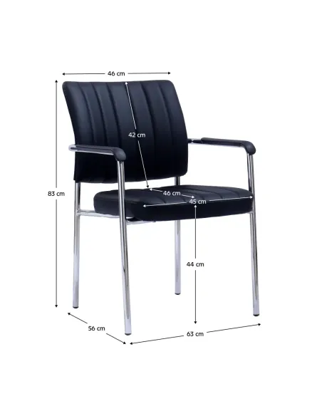 Scaun de Birou FLORIN, birou, 63x56x83 cm, Piele Ecologica si Metal Crom | MobilaOK