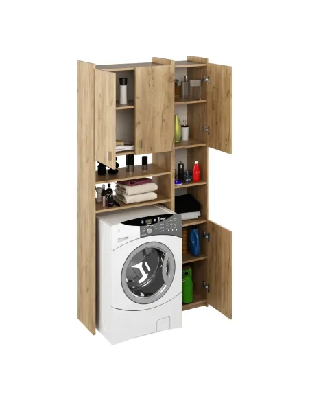 Dulap deasupra masinii de spalat MIRALI, baie, 96x32x190 cm, PAL melaminat | MobilaOK