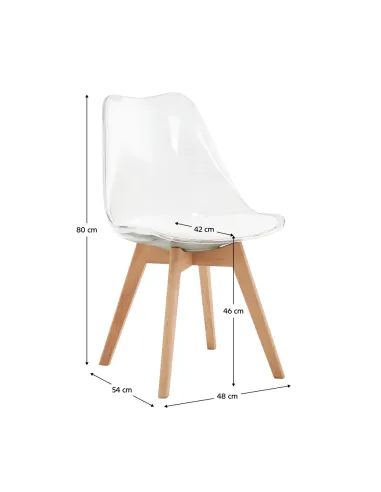 Scaun BALI 2 NEW pentru birou/living, 48x54x80 cm, acrilat/piele ecologică/fag | MobilaOK