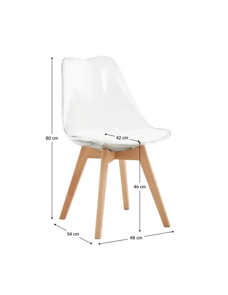 Scaun BALI 2 NEW pentru birou/living, 48x54x80 cm, acrilat/piele ecologică/fag | MobilaOK