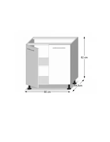 Dulap bucătărie LINE ALB, 80x82x54.5 cm, PAL melaminat alb lucios | MobilaOK