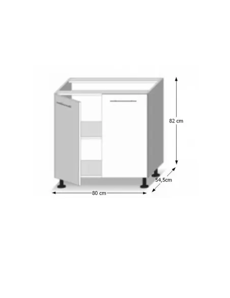 Dulap bucătărie LINE ALB, 80x82x54.5 cm, PAL melaminat alb lucios | MobilaOK