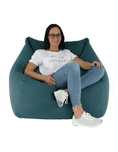 Fotoliu tip sac URASON, living, 80x80x80 cm, material textil verde | MobilaOK