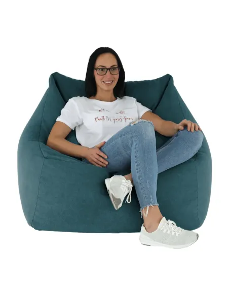 Fotoliu tip sac URASON, living, 80x80x80 cm, material textil verde | MobilaOK