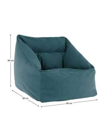 Fotoliu tip sac URASON, living, 80x80x80 cm, material textil verde | MobilaOK
