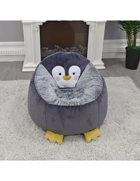 Fotoliu PINGO, sac pinguin living, 74x74x60 cm, pluș | MobilaOK