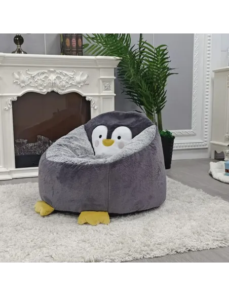 Fotoliu PINGO, sac pinguin living, 74x74x60 cm, pluș | MobilaOK