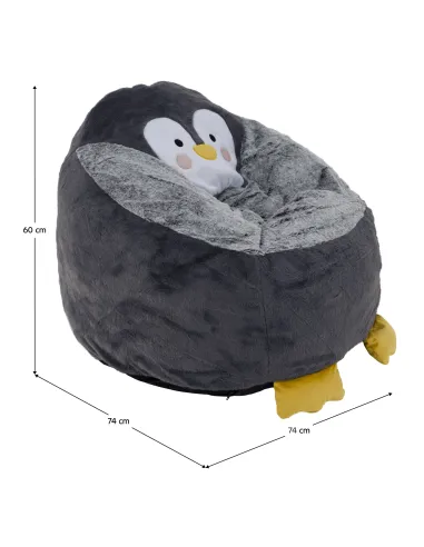 Fotoliu PINGO, sac pinguin living, 74x74x60 cm, pluș | MobilaOK