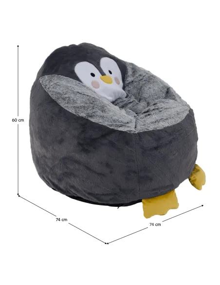 Fotoliu PINGO, sac pinguin living, 74x74x60 cm, pluș | MobilaOK