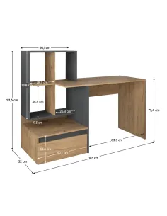 Masă PC NEREO 2 NEW, birou, 145x52 cm, PAL laminat stejar artisan | MobilaOK 2