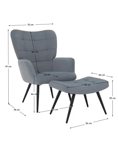 Fotoliu HABEN, living/dormitor, 70x78x97 cm, Velvet/Metal | MobilaOK