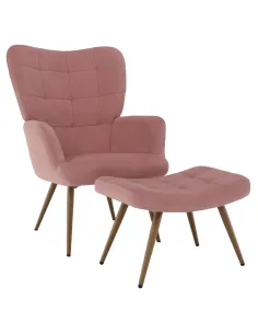 Fotoliu HABEN, living/dormitor/birou, 70x78x97 cm, Velvet roz + cadru metalic | MobilaOK