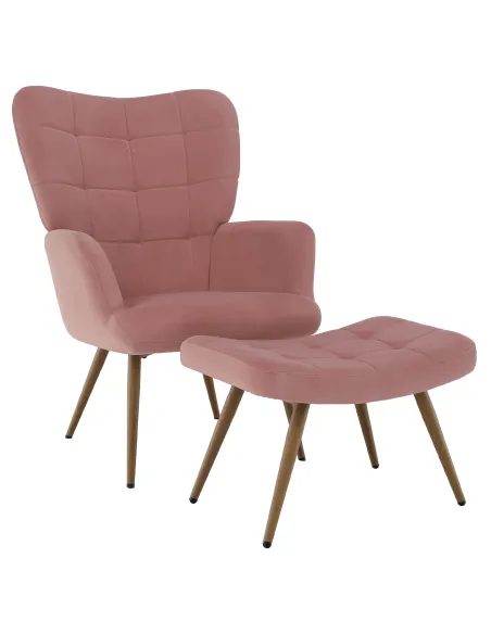 Fotoliu HABEN, living/dormitor/birou, 70x78x97 cm, Velvet roz + cadru metalic | MobilaOK