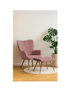 Fotoliu HABEN, living/dormitor/birou, 70x78x97 cm, Velvet roz + cadru metalic | MobilaOK 2