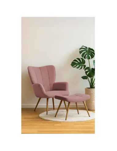 Fotoliu HABEN, living/dormitor/birou, 70x78x97 cm, Velvet roz + cadru metalic | MobilaOK