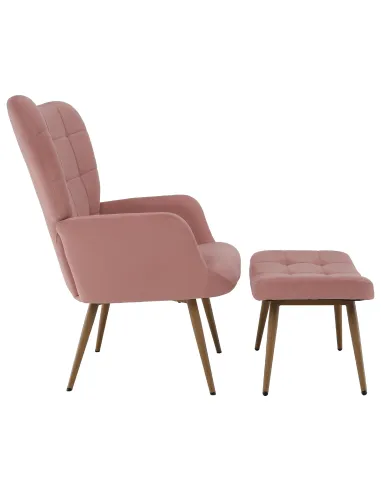 Fotoliu HABEN, living/dormitor/birou, 70x78x97 cm, Velvet roz + cadru metalic | MobilaOK