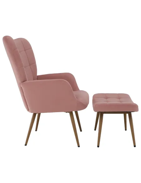 Fotoliu HABEN, living/dormitor/birou, 70x78x97 cm, Velvet roz + cadru metalic | MobilaOK