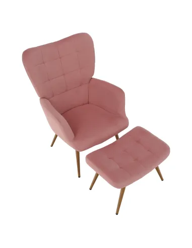 Fotoliu HABEN, living/dormitor/birou, 70x78x97 cm, Velvet roz + cadru metalic | MobilaOK