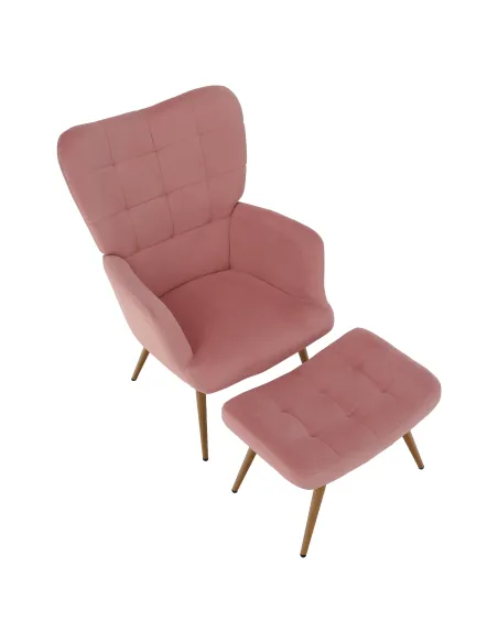 Fotoliu HABEN, living/dormitor/birou, 70x78x97 cm, Velvet roz + cadru metalic | MobilaOK