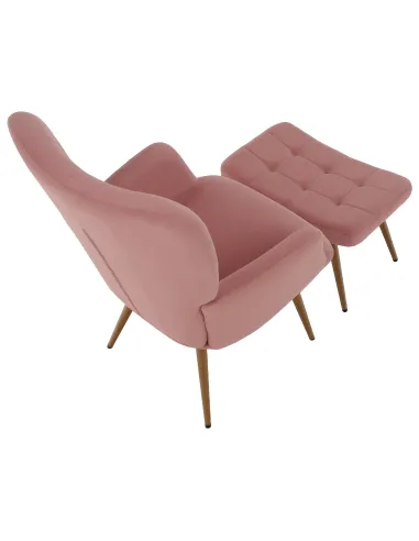 Fotoliu HABEN, living/dormitor/birou, 70x78x97 cm, Velvet roz + cadru metalic | MobilaOK