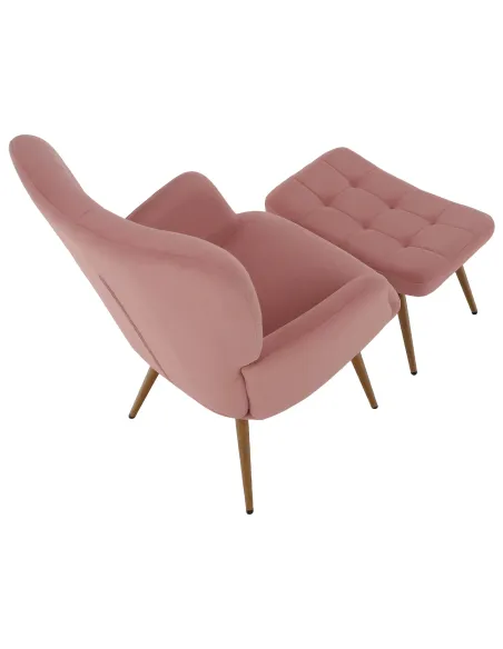 Fotoliu HABEN, living/dormitor/birou, 70x78x97 cm, Velvet roz + cadru metalic | MobilaOK