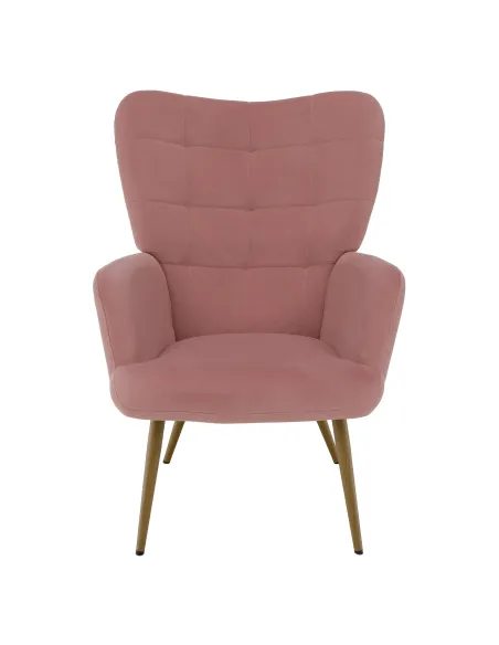 Fotoliu HABEN, living/dormitor/birou, 70x78x97 cm, Velvet roz + cadru metalic | MobilaOK
