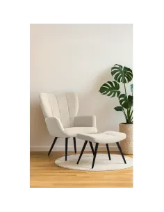 Fotoliu HABEN living, 70x78x97 cm, Velvet alb/negru | MobilaOK 2
