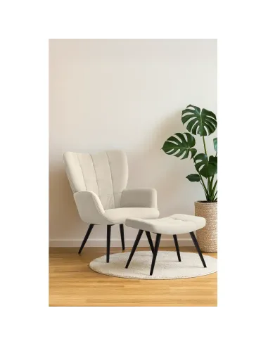 Fotoliu HABEN living, 70x78x97 cm, Velvet alb/negru | MobilaOK