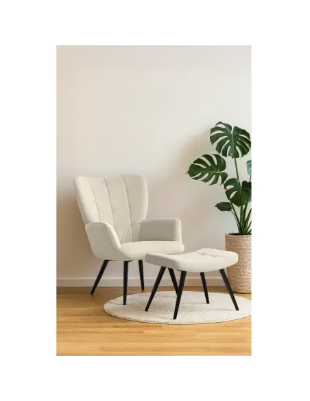Fotoliu HABEN living, 70x78x97 cm, Velvet alb/negru | MobilaOK